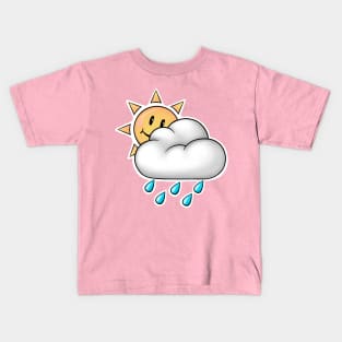 Reva Prisma Sun behind a raincloud emoji Kids T-Shirt